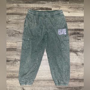 Victoria’s Secret pink cargo style, sweatpants acid wash size XL